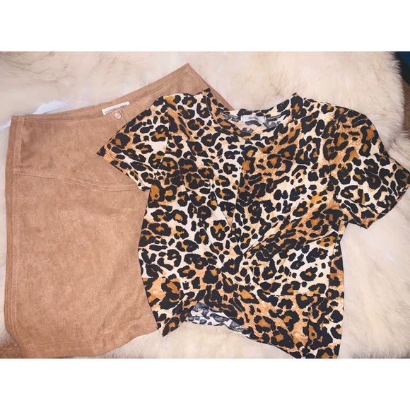 Brandy Two Piece Set: Skirt&Top in Tan Size Sm - Picture 3 of 6